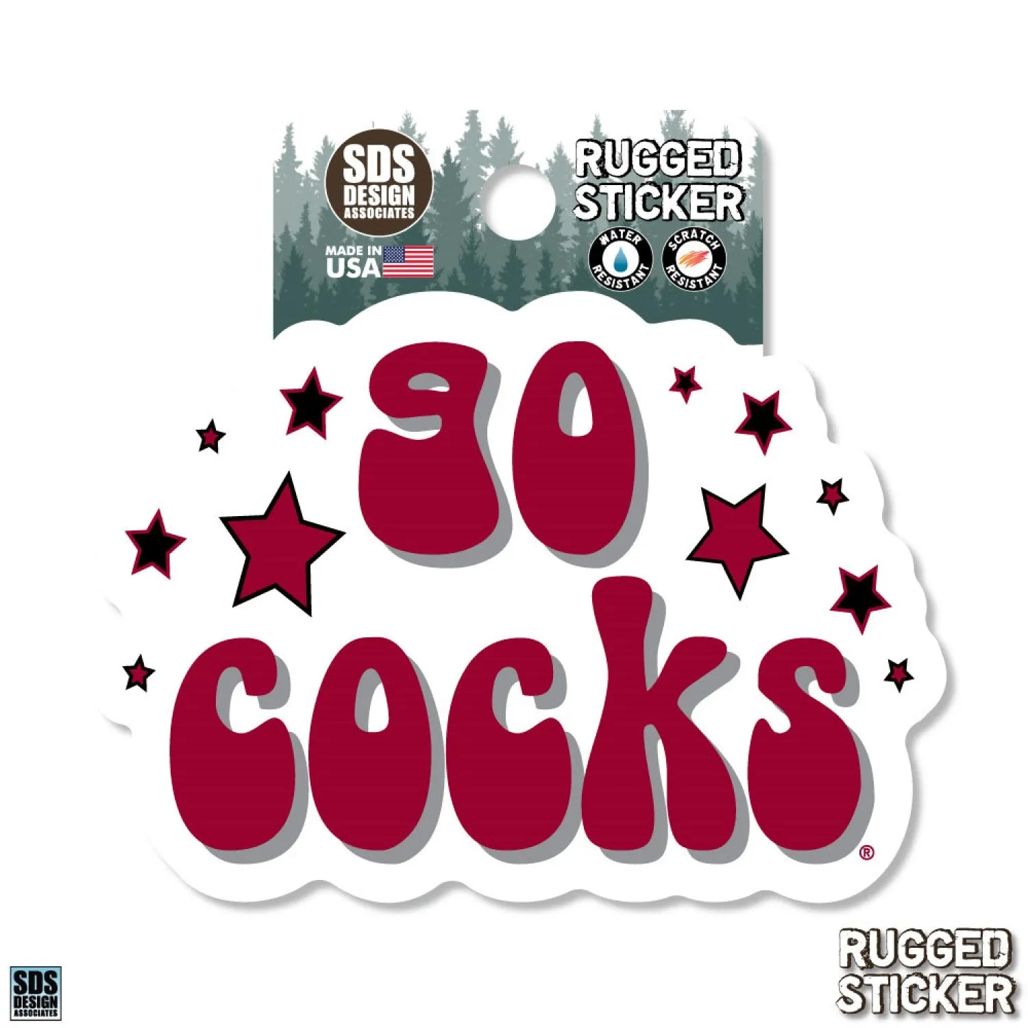 3.5" GO COCKS WITH STARS RUGGED STICKER