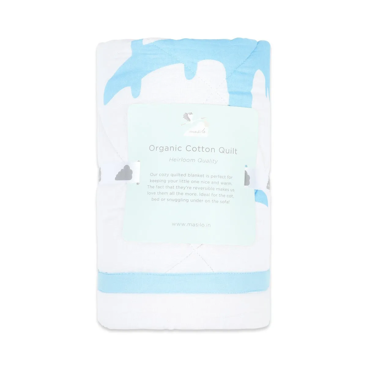 Aeroplane Prined Blue Soft Quilt Blanket For Babies  | Cotton | 42 x 42 Inches