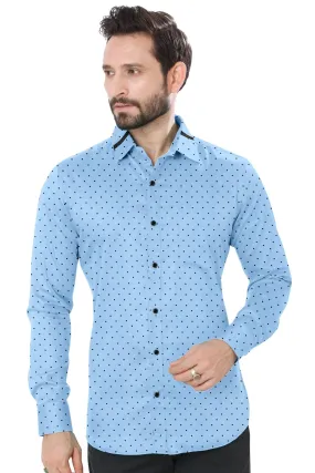 Blue and Black Polka Dot Cotton Shirt