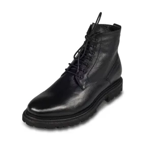 BRECOS Winterstiefelette Herren mit Lammfell & Reißverschluß, schwarz - Kalbsleder durchgenäht | SALE %