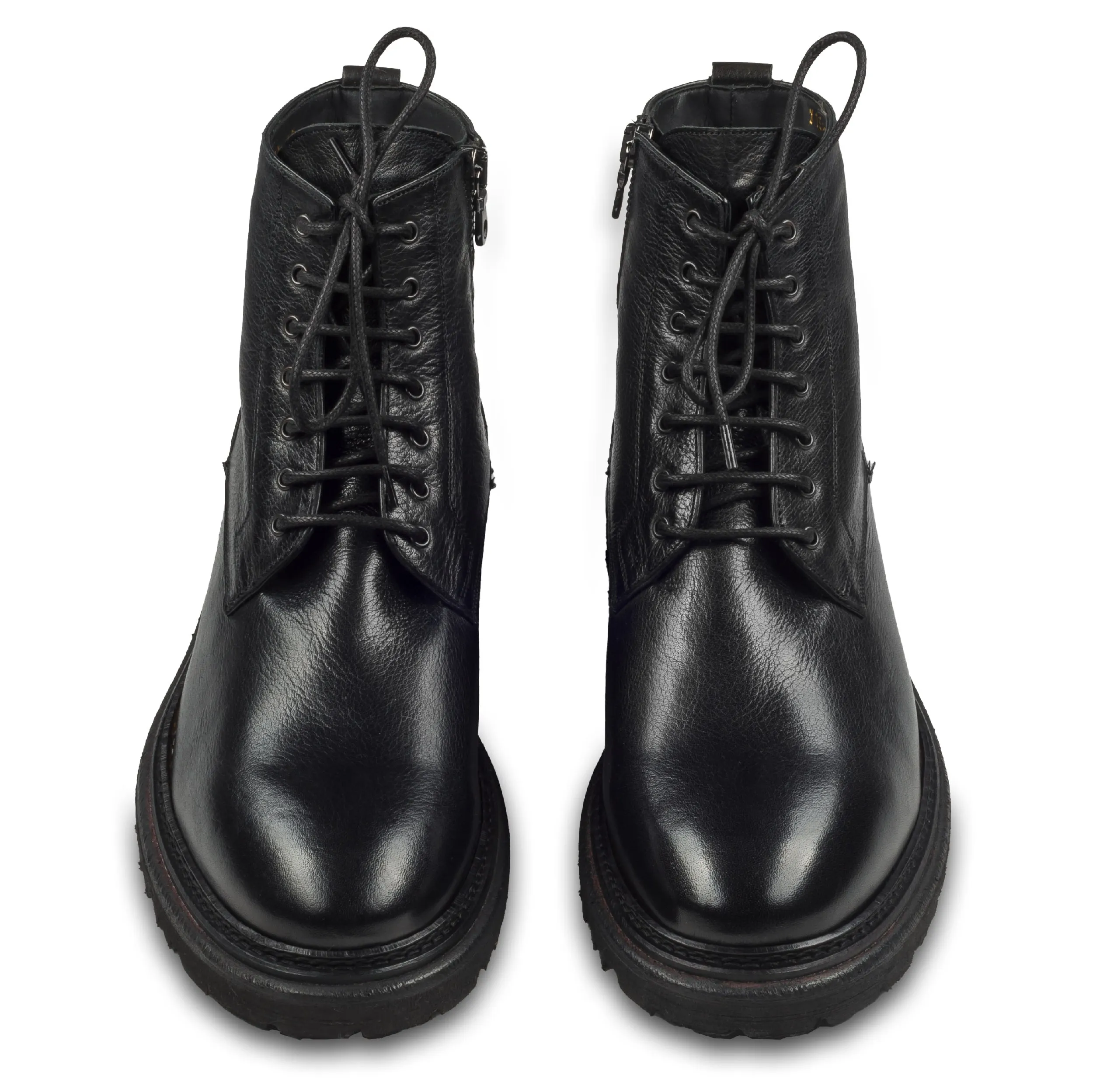 BRECOS Winterstiefelette Herren mit Lammfell & Reißverschluß, schwarz - Kalbsleder durchgenäht | SALE %