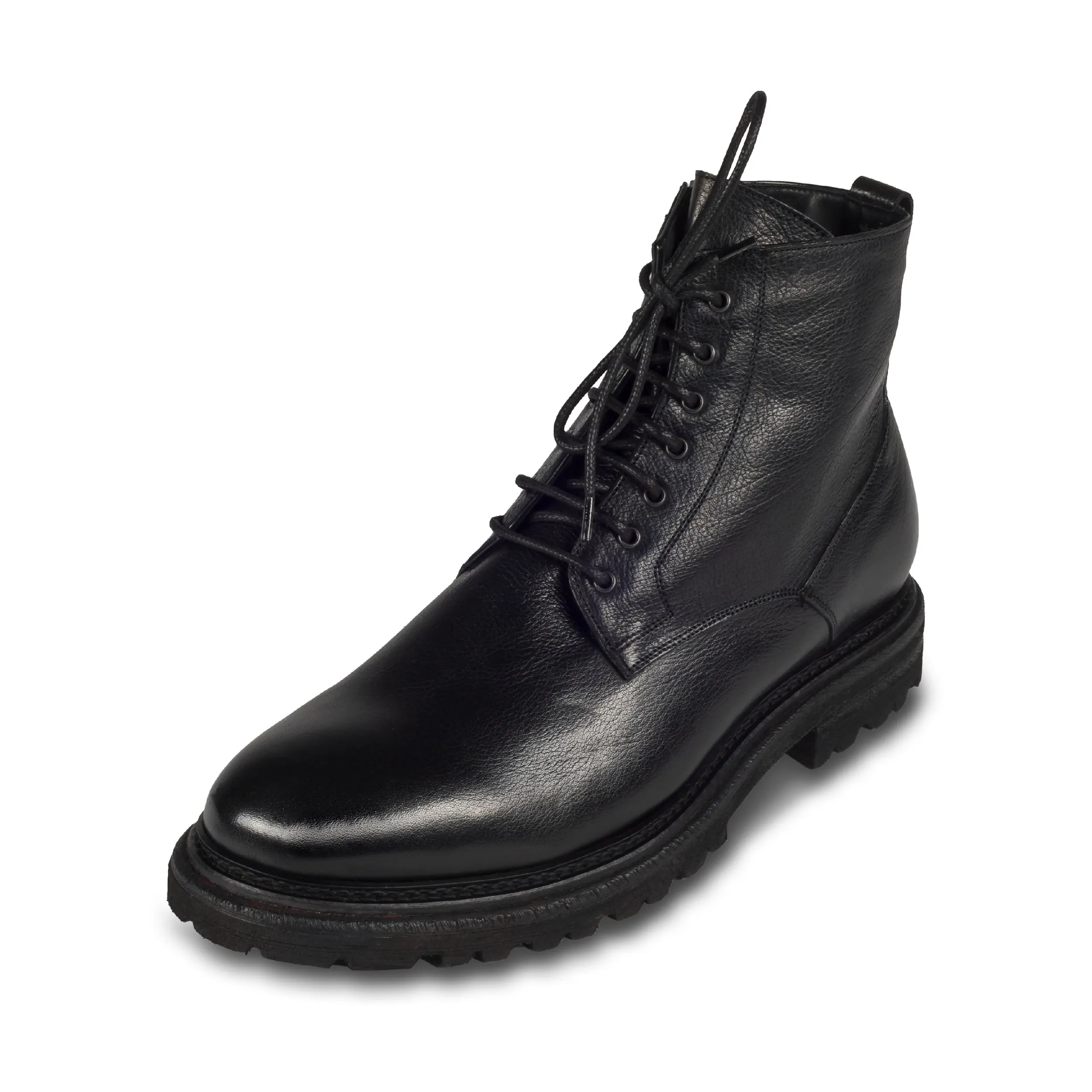 BRECOS Winterstiefelette Herren mit Lammfell & Reißverschluß, schwarz - Kalbsleder durchgenäht | SALE %