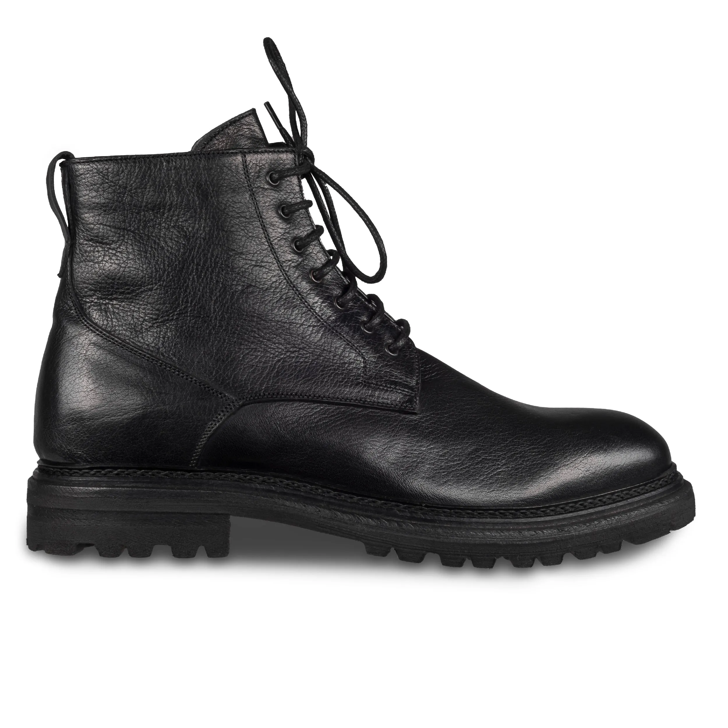 BRECOS Winterstiefelette Herren mit Lammfell & Reißverschluß, schwarz - Kalbsleder durchgenäht | SALE %