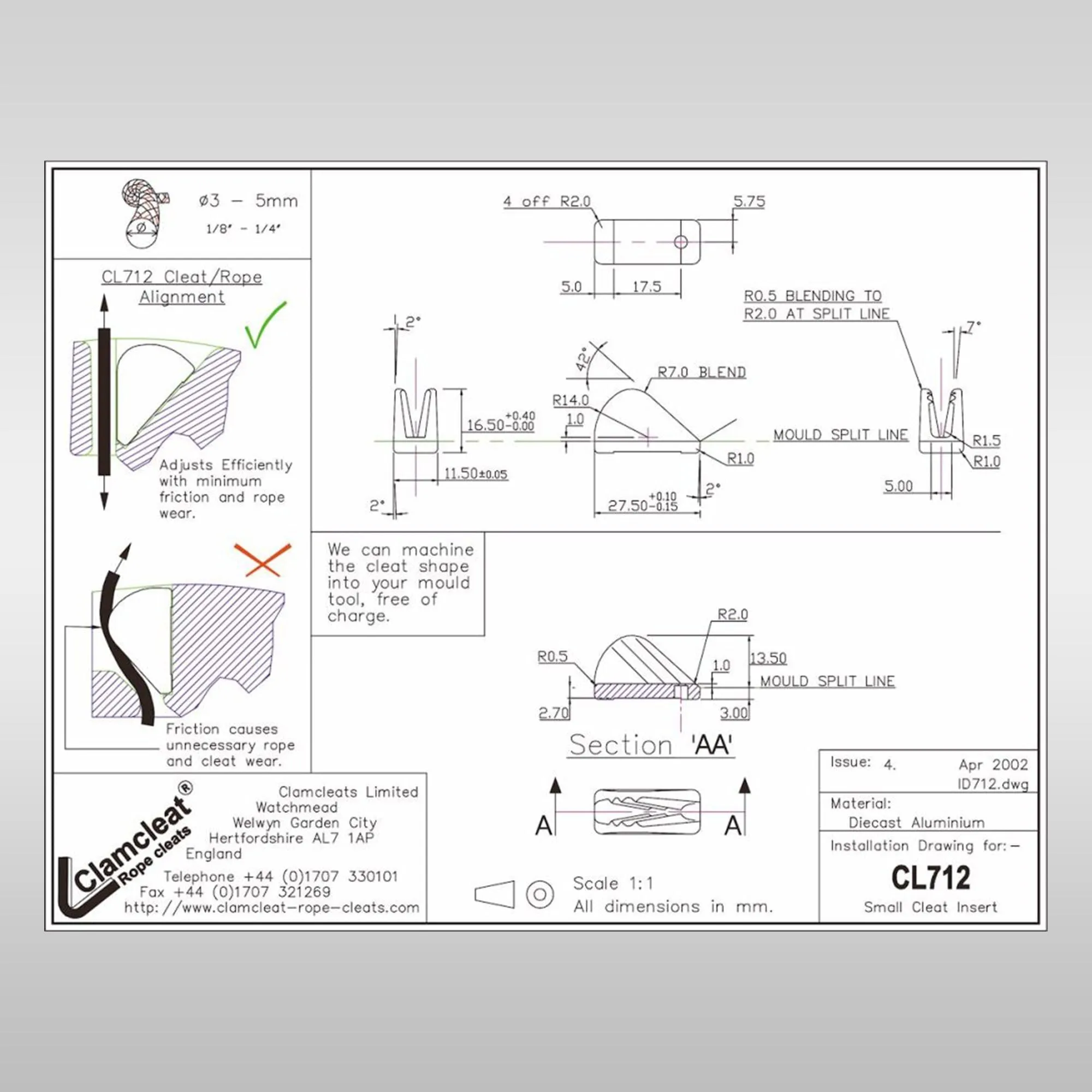 CLAMCLEAT® Small Insert Klemme CL712