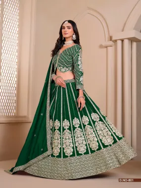 Green Party Wear Pure Shimmer Art Silk Bridal Lehenga Choli