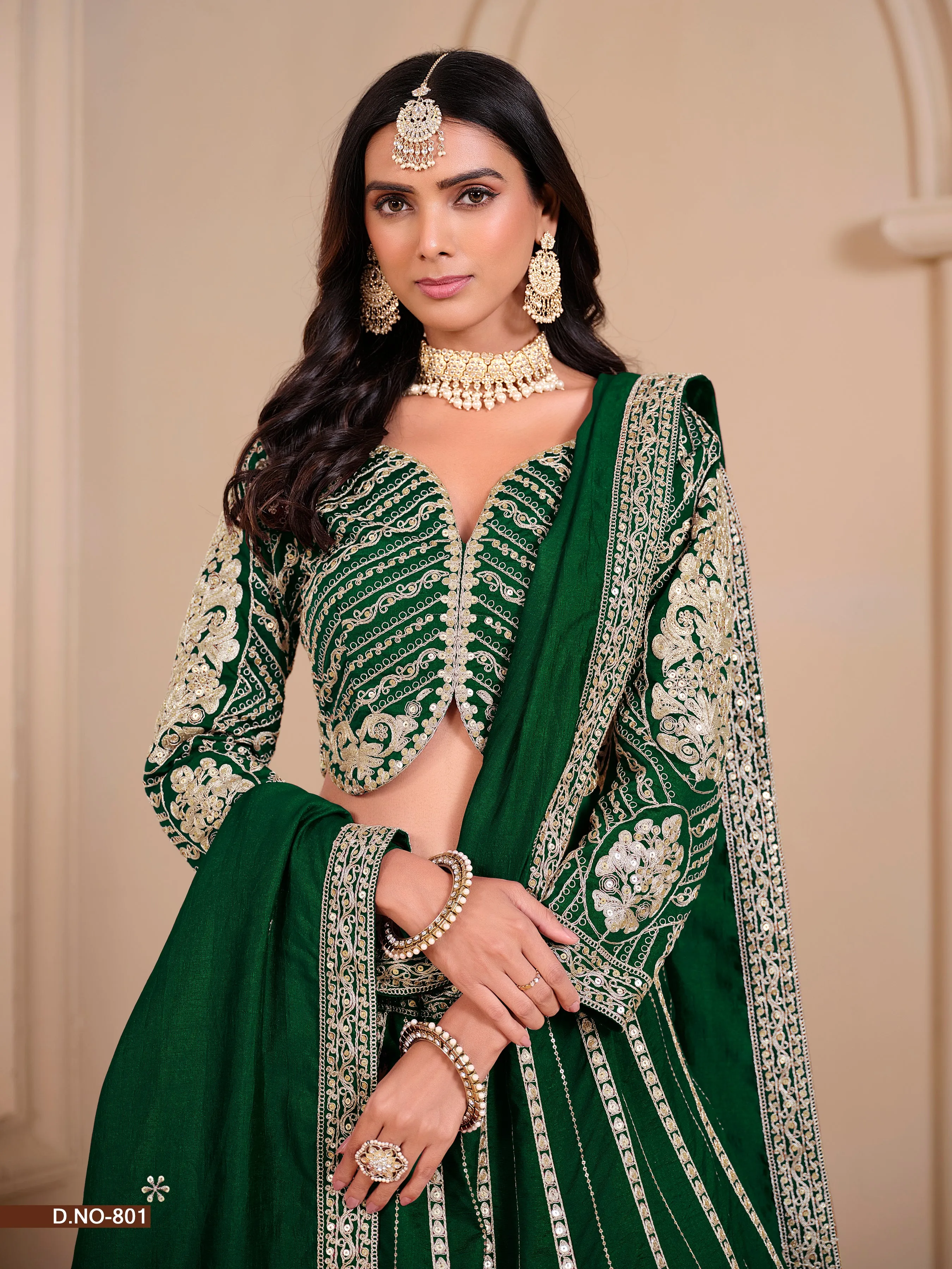 Green Party Wear Pure Shimmer Art Silk Bridal Lehenga Choli