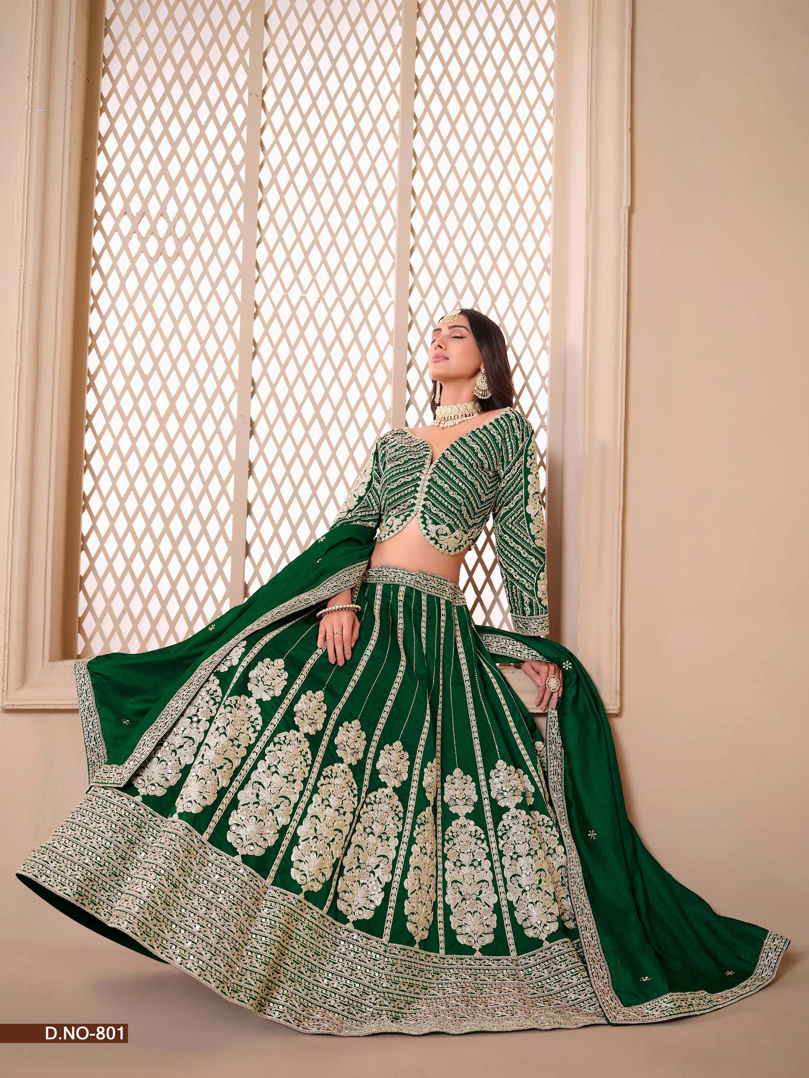 Green Party Wear Pure Shimmer Art Silk Bridal Lehenga Choli