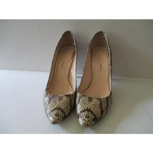 Loeffler Randall Brown Beige Snake Skin Pumps Size Us