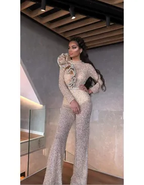 Luxury Evening Silver Jumpsuit