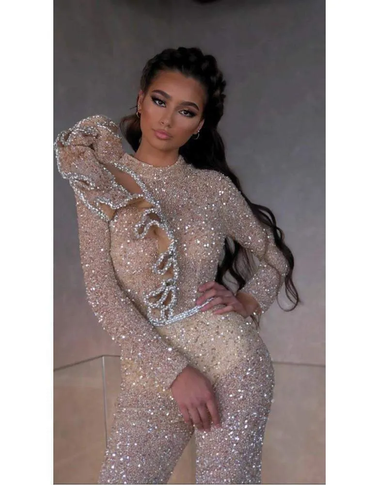Luxury Evening Silver Jumpsuit