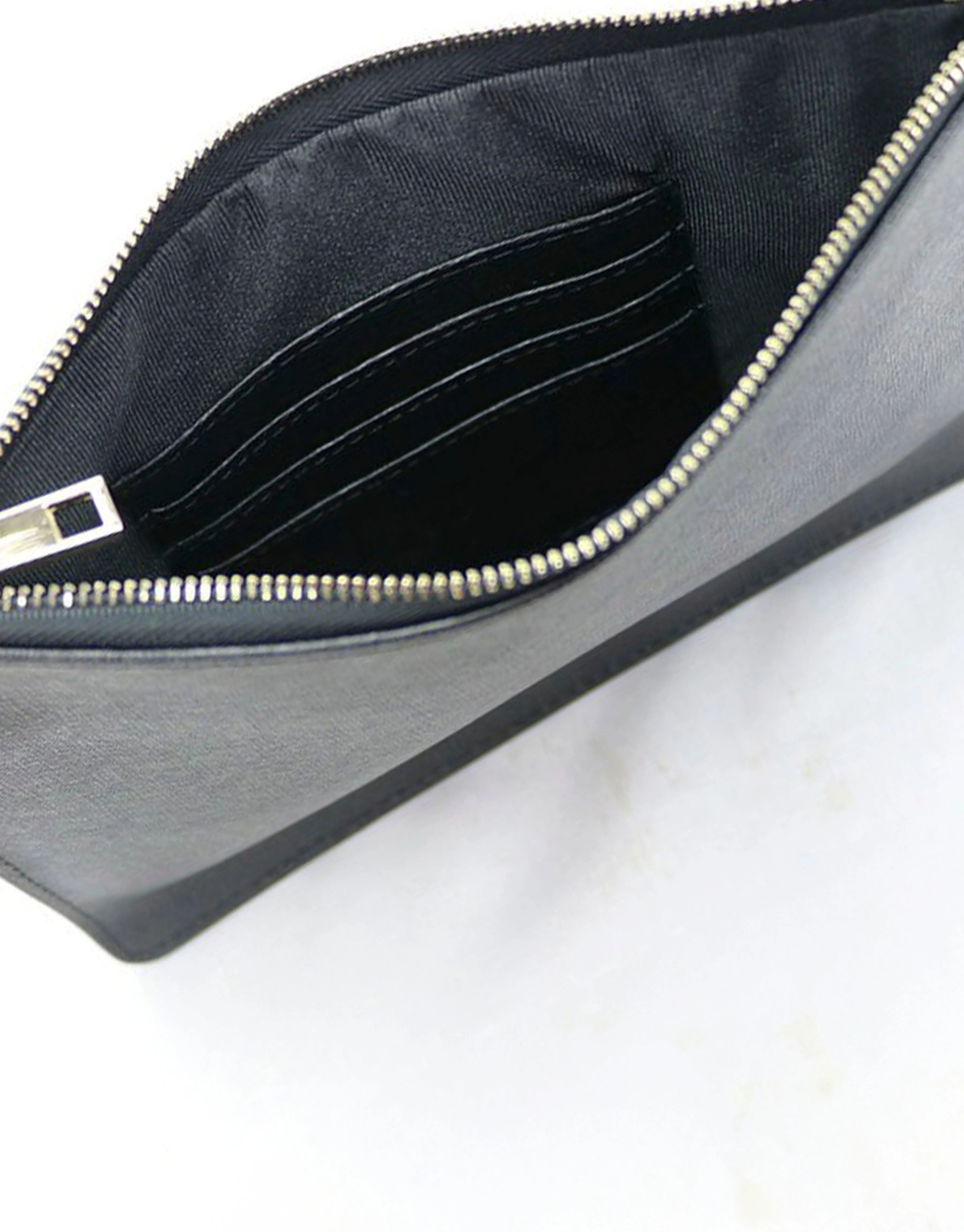 Saffiano Leather Zipper Pouch - Durable and Elegant - Creme