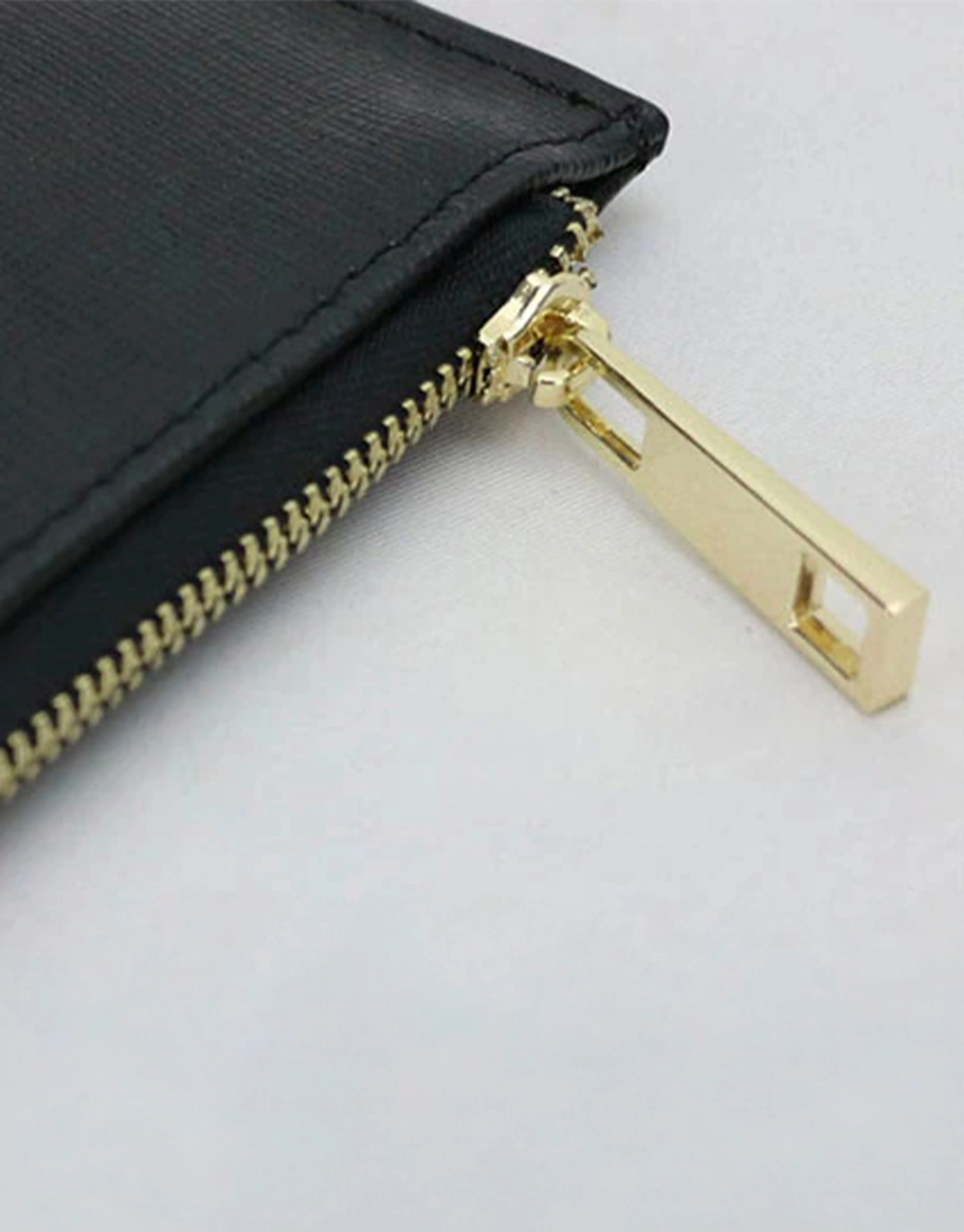 Saffiano Leather Zipper Pouch - Durable and Elegant - Creme