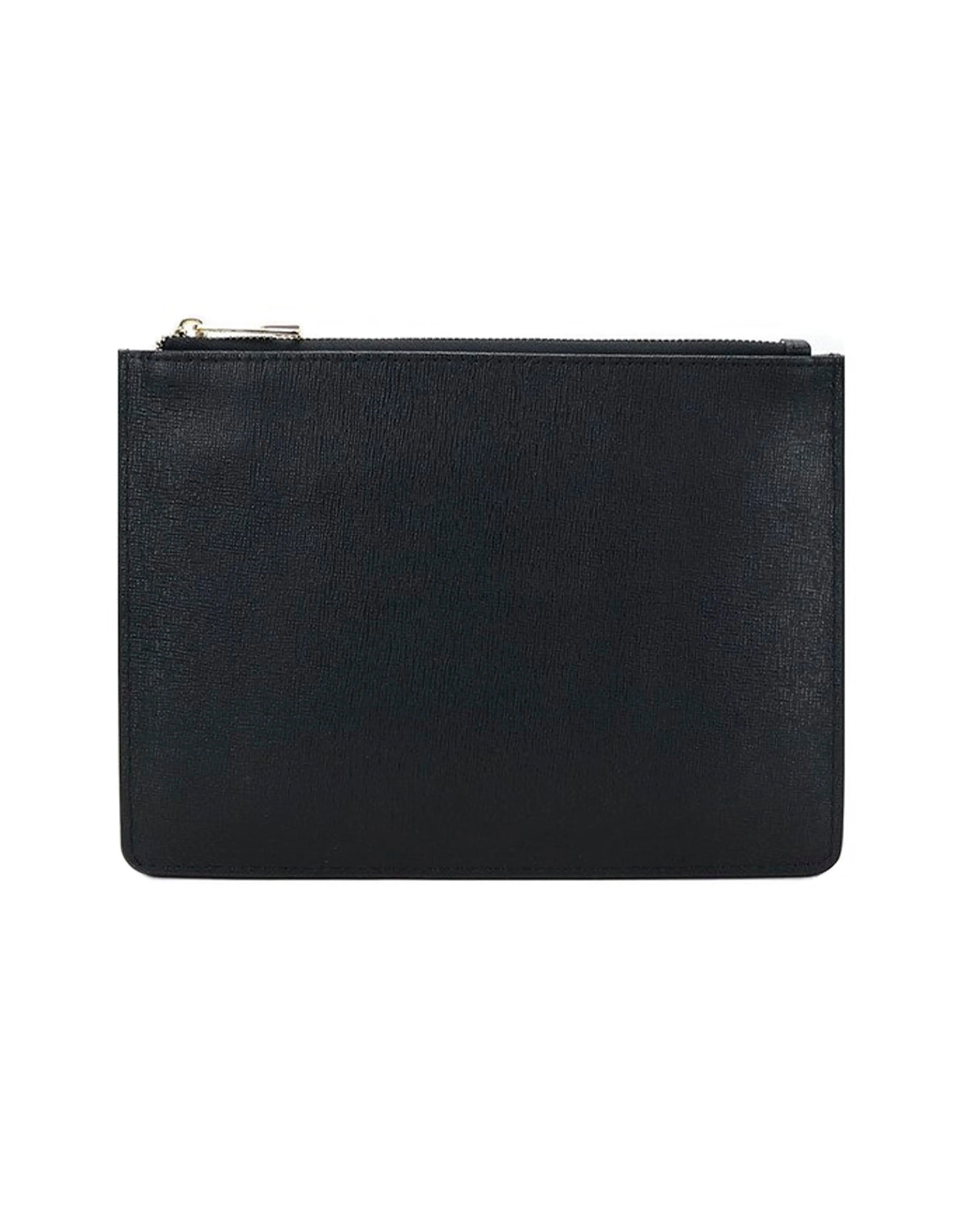 Saffiano Leather Zipper Pouch - Durable and Elegant - Creme