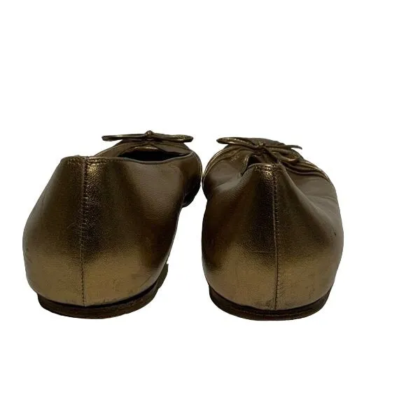 Salvatore Ferragamo Gold Metallic Ballet Flats