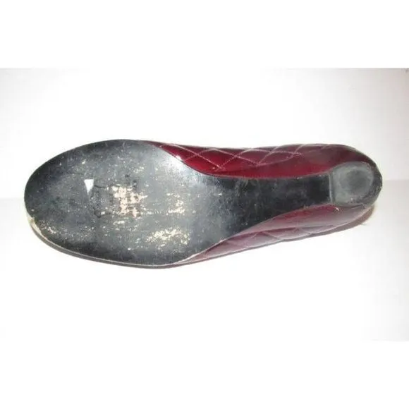 Stuart Weitzman Burgundy Quilted Leather Flats