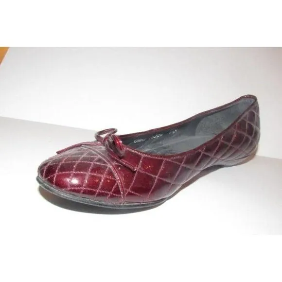 Stuart Weitzman Burgundy Quilted Leather Flats
