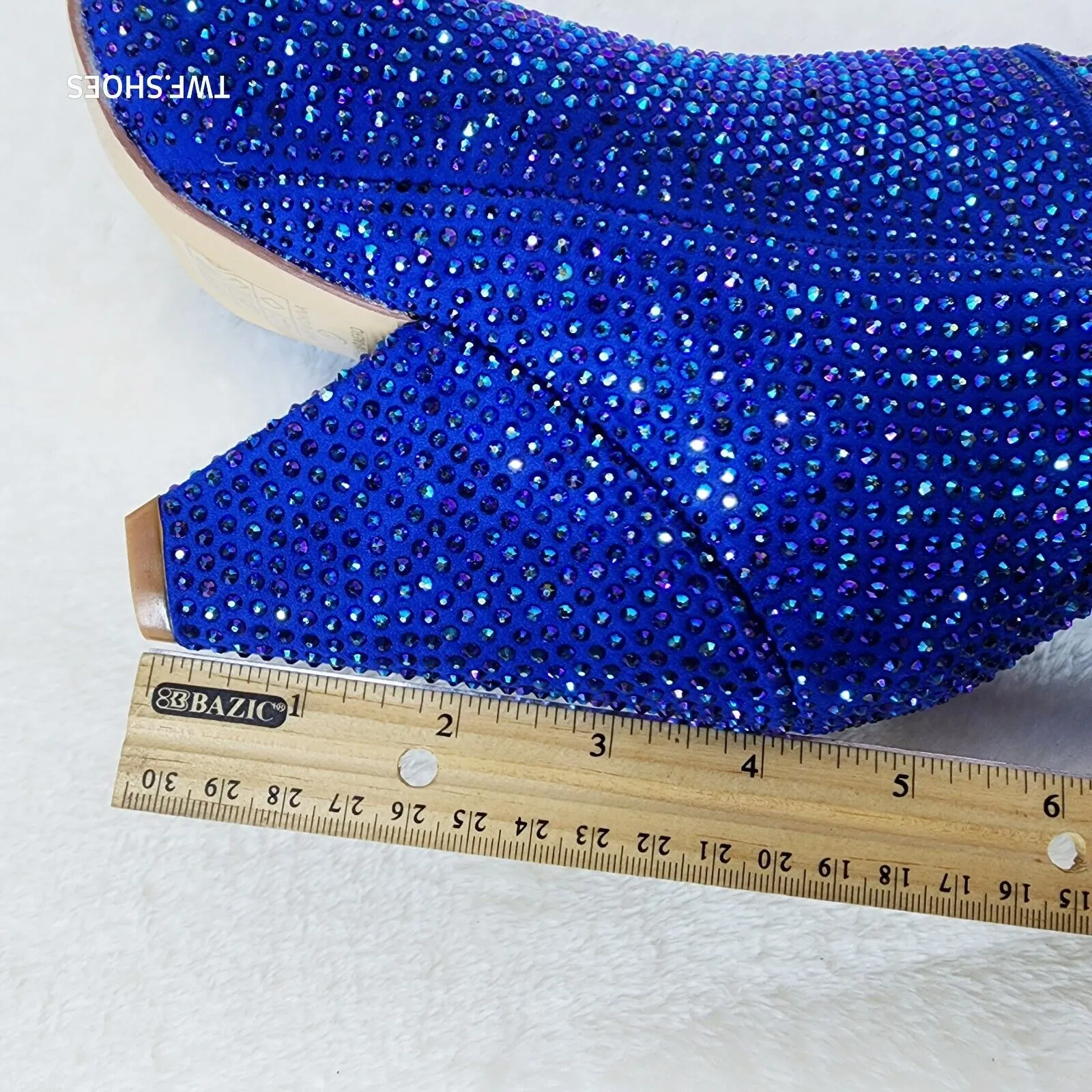 Vegas Blue Rhinestone Over the Knee Thigh boots 4.25" Heels Party Boots